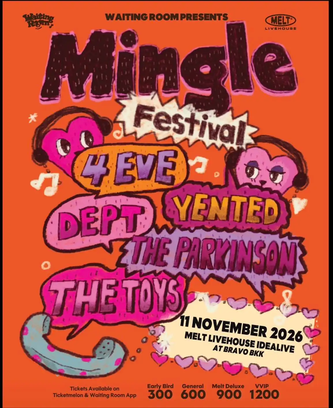 MINGLE FESTIVAL 2026 at MELT LIVEHOUSE featuring 4EVE DEPT YENTED THE TOYS and THE PARKINSON